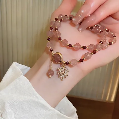 Layered Wrap Bracelet With Freshwater Pearl Gemstone Zircon Butterfly Pendant Vintage Court Jewelry Women