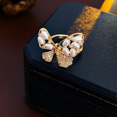 Luxus Vergoldet Kupfer Offen Verstellbar Ring Mit Zirkon Emaille Drache Türkis Künstliche Perle Akzente Eleganter Stil Für Damen