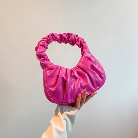 Sac À Épaule Froncé Sac Nuage Plissé Sac Sous L'Aisselle Cuir PU Demi-Lune Style Rétro À La Mode Pour Femmes