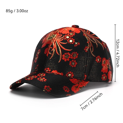 Casquette De Baseball Broderie Florale Style Chinois Brocart Satin Vintage Chapeau De Soleil Ethnique Homme Femme