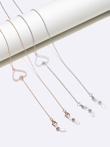 Fashion Glasses Chain Alloy Faux Artificial Pearl Heart Pendant Anti-Slip Eyewear Lanyard Strap Holder For Women