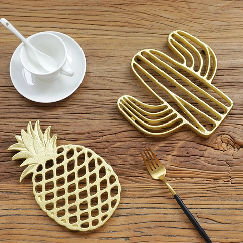 Dessous De Plat En Fonte Isolé Thermiquement Hibou Poisson Forme D'Ananas Protecteur De Table Décoratif Rétro