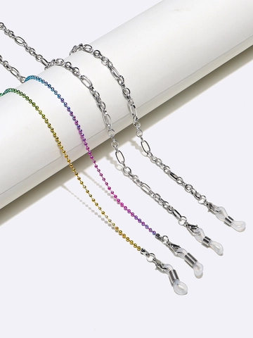 Copper Metal Glasses Chain With Colorful Beads Non Slip Adjustable Mask Lanyard Eyewear Strap For Women Fashionable Holder