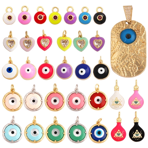 Evil Eye Anhänger Emaille Legierung Zirkonia Herz Zaubertrankflaschen Formen Für Schmuckherstellung DIY Schutz Talisman