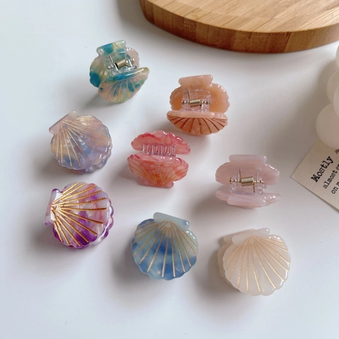 Mini Pinza De Pelo De Concha De Acetato De Celulosa Textura De Mármol Degradado Horquilla Pequeña Para Mujeres Niñas