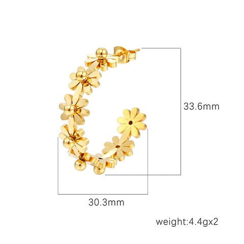 Gänseblümchen Blume Creolen Edelstahl Hohl Klein Floral C-Förmiger Ohrschmuck Für Frauen Strand Party Accessoires
