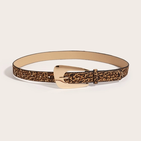 Damen Leopardenmuster PU Leder Gürtel Vintage Koreanische Mode Gold Legierung Dornschließe Schmale Taille Strap Für Jeans Zubehör