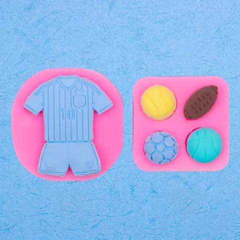 Molde De Silicona Tema Deportivo Camiseta De Fútbol Baloncesto Formas Para Decoración De Pasteles DIY Fondant Artesanía