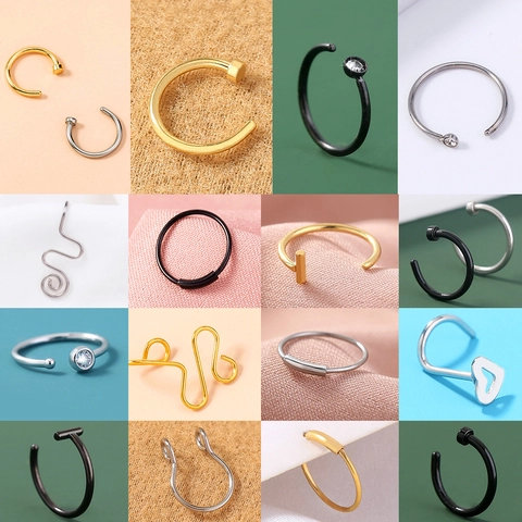 Nasenringe Stecker Edelstahl Zirkon Herz U-Form C-Form Körperpiercing Schmuck Minimalistisch Mode Damen Herren