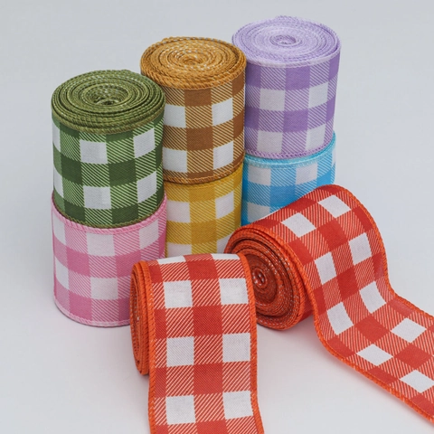 Nastro A Quadretti Vichy In Finto Lino Con Bordo Metallico Decorazione Plaid Colorato Per Confezioni Regalo Natale DIY