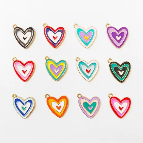 Colgantes De Forma De Corazón De Aleación Esmalte Goteo Aceite Para Hacer Joyas DIY Collares Pulseras Charms