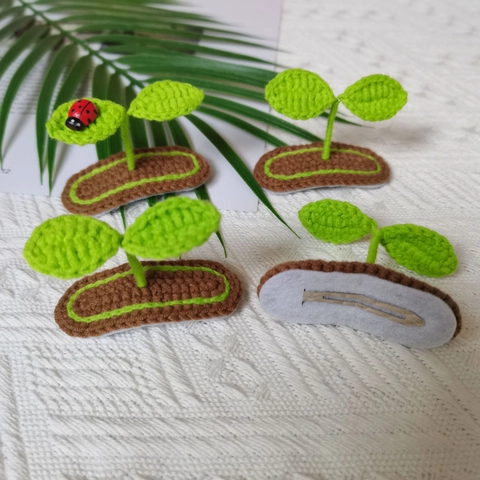 Molletta Per Capelli All'Uncinetto Germoglio Fatto A Mano Lana Pianta Fiore Design Carino Copricapo Per Bambini Neonati