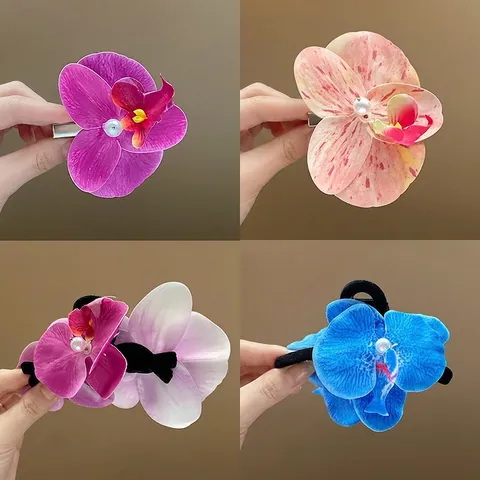 Κλιπ Μαλλιών Λουλούδι Ορχιδέα Phalaenopsis Ύφασμα Τεχνητό Τεχνητό Μαργαριτάρι Χειροποίητο Γλυκό Αξεσουάρ Μαλλιών Για Γυναίκες Κομψό