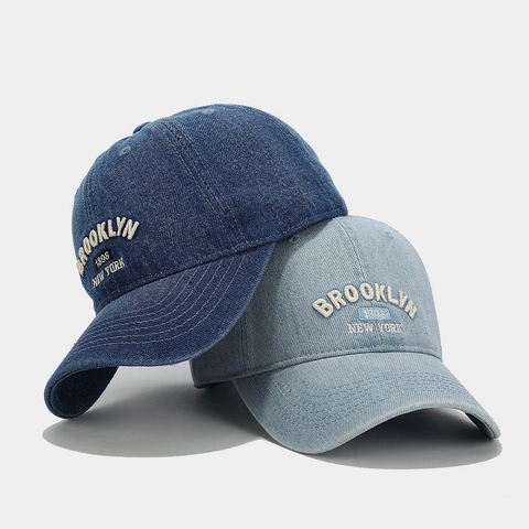 Casquette De Baseball En Denim Lavé Vintage Brooklyn 1898 New York Brodée Ajustable Retro Dad Hat