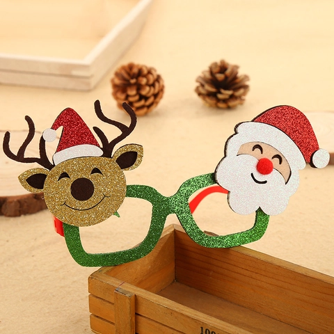 Monturas de Gafas de Navidad con Purpurina Papá Noel Reno Muñeco de Nieve Gafas de Decoración de Fiesta Festiva para Adultos Niños Accesorio de Fiesta