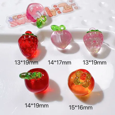 Fruit Charms Resin Pendants Strawberry Peach Apple Transparent DIY Jewelry Making Craft Accessories For Earrings Keychains