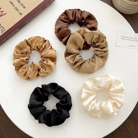 Coleteros De Satén Y Satén Grandes Pequeños Elásticos Para El Cabello Brillantes Vintage Anillos Para El Cabello Para Mujeres Accesorios Para El Cabello