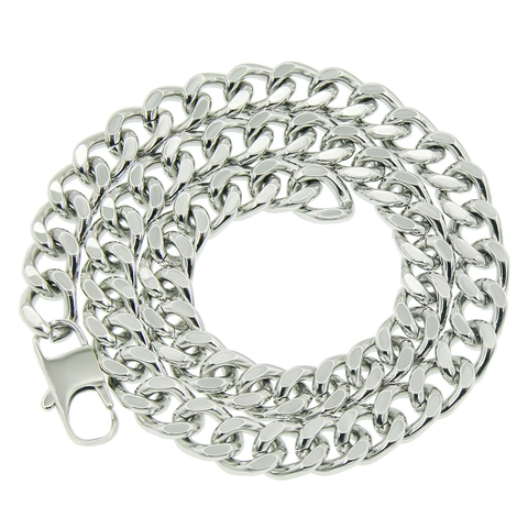 Collana Bracciale a Maglia Cubana in Acciaio Inossidabile Hip Hop per Uomo Donna Gioiello Minimalista in Metallo Pesante Lucido
