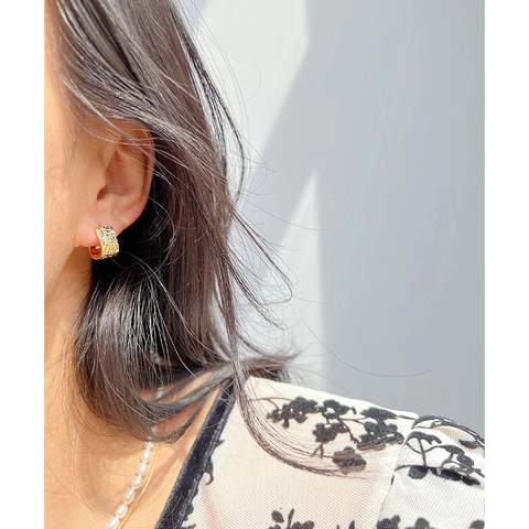 Geometrische Viereckige Creolen Messing Vergoldet Hammerschlag Textur Minimalistischer Eleganter Schmuck Für Damen