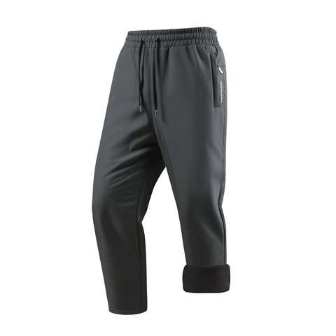 Heren Winterhose Mit Fleecefutter Warm Sport Jogginghose Elastischer Bund Kordelzug Reißverschlusstaschen Laufen Outdoor
