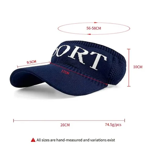 Women Knitted Sun Visor Empty Top Hat Sport Letter UV Protection Breathable Summer Outdoor Hat For Beach Travel Sporty Headwear