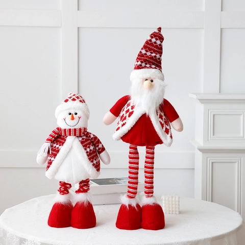 Ornamenti Bambola Telescopica Di Natale Babbo Natale Pupazzo Di Neve Renna Maglia Peluche Tessuto Decorazione Casa