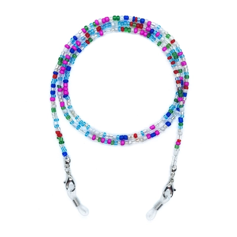 Handgefertigte Bunte Glasperlen Brillenlkette Anti-Verlust Maskenband Gurt Mit Metall Karabinerverschluss Silikonringen Damen