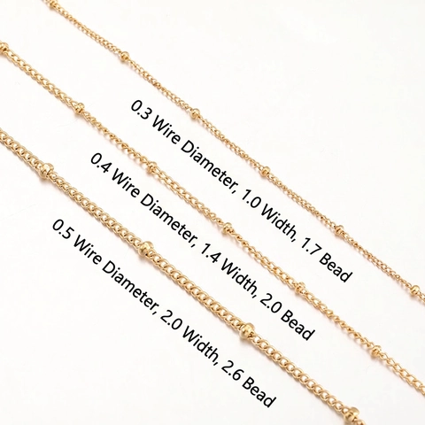 Stainless Steel Satellite Bead Chain Vacuum Plated 18K Gold DIY Jewelry Making Accessories Crafting Link Chains