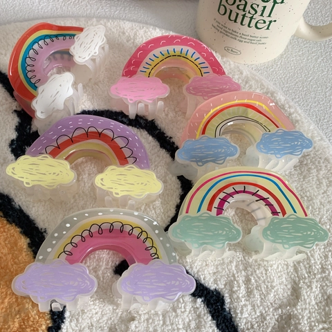 Rainbow Cloud Hair Claw Clip Acrylic Colorful Graffiti Shark Clip For Women Girls Cute Hair Accessories