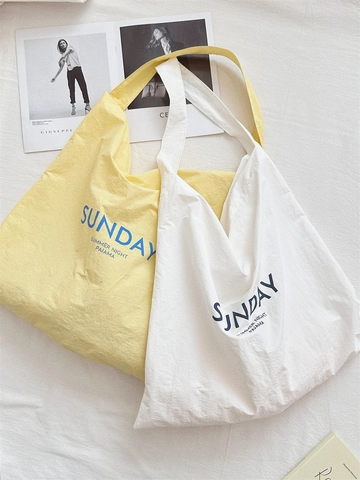 Damen Schultertasche Tote Bag Polyester Canvas Große Kapazität Sunday Buchstaben Druck Lässige Pendler Shopper Handtasche