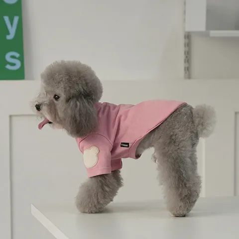 Dog Sweatshirt Cotton Warm Autumn Winter Bear Patch Pet Apparel For Small Dogs Cats Soft Casual Outfit