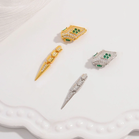 Schlangenkopf Und Schwanz Verschluss Verbinder 925 Sterlingsilber Smaragdgrüner Zirkon Luxus DIY Schmuckherstellung