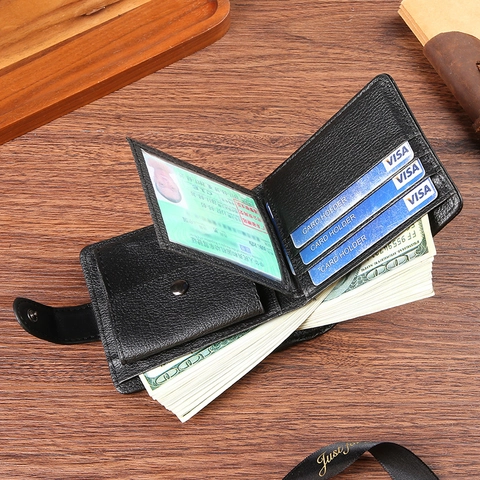 Mens Short Wallet PU Leather Vintage Horizontal Large Capacity Multi Card Slots With Zipper Coin Pocket Retro Style For Men