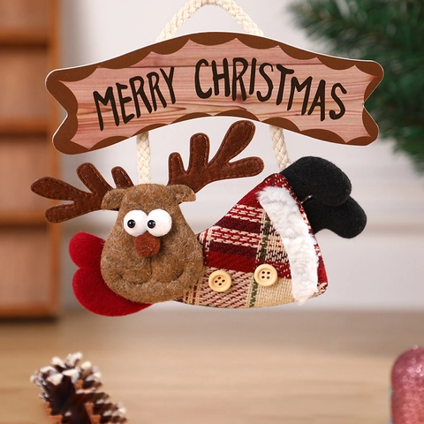 Addobbi Natalizi Decorazioni Da Appendere Babbo Natale Pupazzo Di Neve Renna Peluche Tessuto Plaid Insegna Di Legno Casa