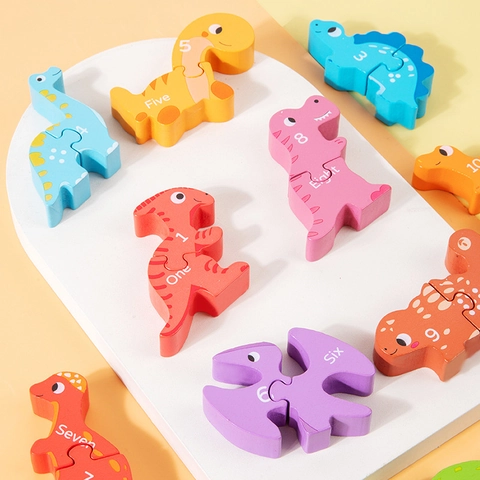 Holz Magnetische Dinosaurier Balancier Stapelblöcke Pädagogisches Zahlen Wort Montessori Spielzeug Für Kleinkinder