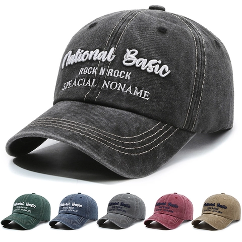 Gewaschene Baumwolle Baseballkappe Retro Distressed Stickerei Buchstaben Sonnenhut Outdoor Casual Verstellbar Damen Herren