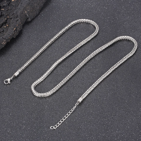 Collar De Cadena De Trigo De Acero Inoxidable Hip Hop Dragon Bone Keel Spiga Eslabón Cierre Ajustable Para Hombres Mujeres