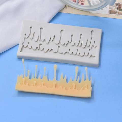 Silicone Cake Mold Cream Dripping Effect Border Shape Fondant Chocolate DIY Baking Decorating Tool Flexible Grey