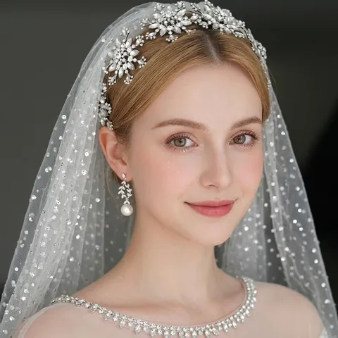 Bandeau De Mariée En Strass Flocon De Neige Élégant Bandeau En Alliage Brillant Accessoire De Cheveux De Mariage