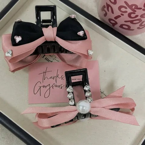 Pince À Cheveux Noeud Ruban Satin Künstliche Perle Coeur Strass Doux Élégant Accessoire Cheveux Pour Femmes Filles