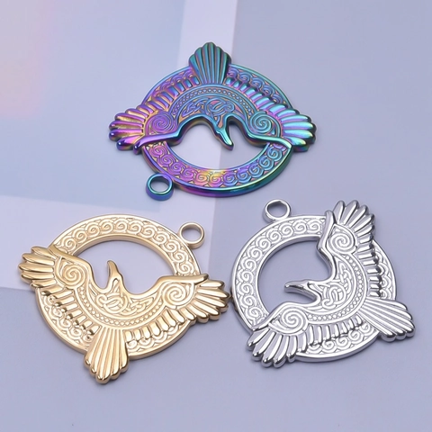 Collar con Colgante de Águila de Acero Inoxidable Vintage para Hombre Mujer Nudo Celta Redondo Hueco Vikingo Tótem Joyería Punk