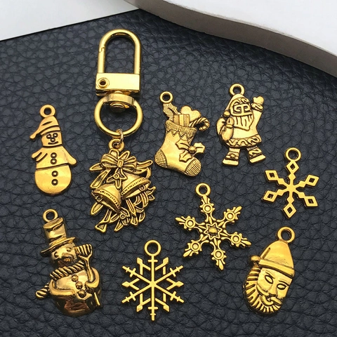 Charms Pendentifs De Noël Alliage De Zinc Flocon De Neige Père Noël Renne Bonhomme De Neige DIY Bijoux Artisanat