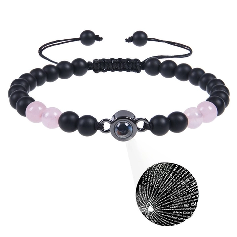 Bracciale Di Perline In Pietra Naturale Fatto A Mano Con Proiezione Ti Amo In Più Lingue Per Coppie Gioielli Romantici