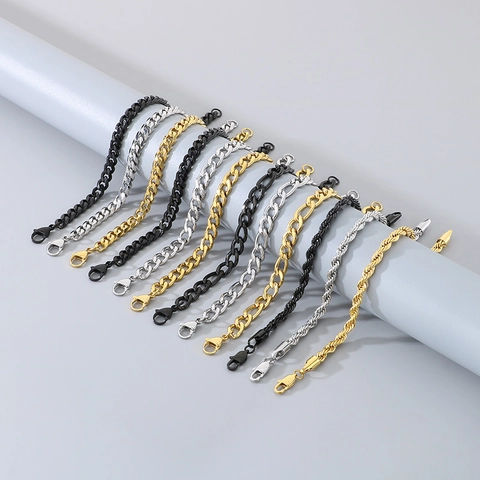 Panzerkette Kubanische Link Figaro Seilkette Armband Edelstahl Hip Hop Minimalistischer Schmuck Für Herren Damen