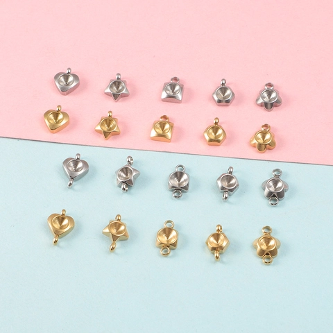 Basi Per Pendenti In Acciaio Inossidabile 304 Lucidato A Specchio Forma Cuore Stella Per Creazione Gioielli DIY Connettori
