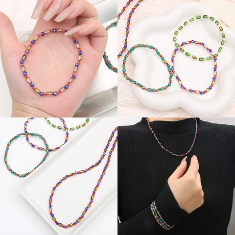 Faceted Glass Crystal Rice Shape Beads With Gold Edge Loose Beads For DIY Jewelry Making Necklace Bracelet Accessory