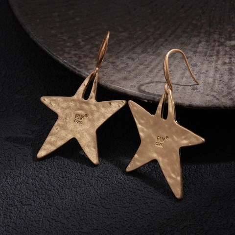 Boucles D'oreilles Étoile Martelées Cuivre Plaqué Or Avec Tige En Argent 925 Bijoux Minimalistes Uniques Pour Femmes