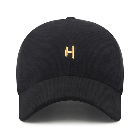 Cappello Da Baseball In Velluto A Coste Foderato In Pile Caldo Inverno Ricamo Lettera H Vintage Regolabile Unisex