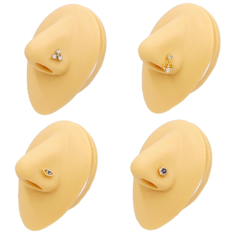 Piercing al Naso a L in Acciaio Inossidabile per Donna Cuore Malocchio Ape Strass Intarsiato Gioielli Piercing Corpo