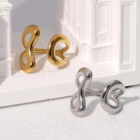 Anillo De Ola Irregular De Acero Inoxidable Chapado En Oro De 18K Joyería Geométrica Minimalista Abierta Ajustable Para Mujer